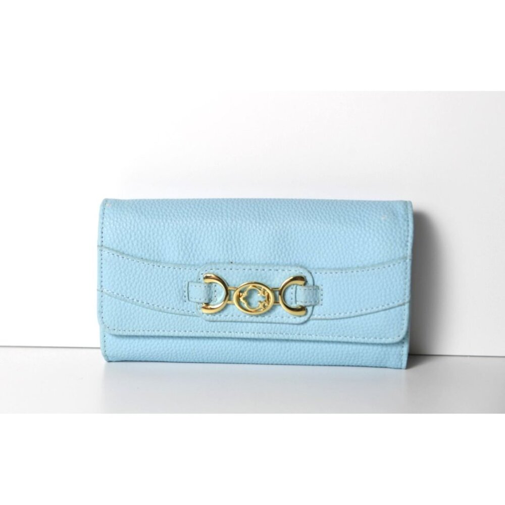 C. Wonder Clutch Light Blue with Gold Hardware C Wonder logo Snap Closure